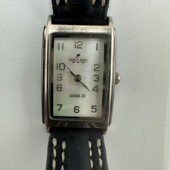 Peyote Bird Sante Fe Watch Sterling Silver Mother Of Pearl Dial New Battery 8" - Picture 2 of 15